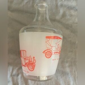 Vintage Glass Decanter with Red Car Design